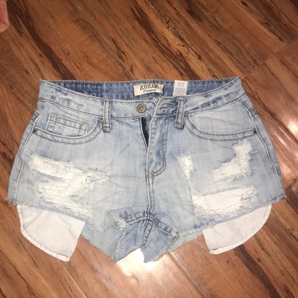 Ripped jean shorts